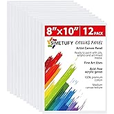 Simetufy 12 Pack 8x10 Canvas Boards for Painting, Blank Flat Canvas Panels Art Painting Supplies - Gesso Primed 100% Cotton for Acrylic Oil Watercolor Tempera Paint