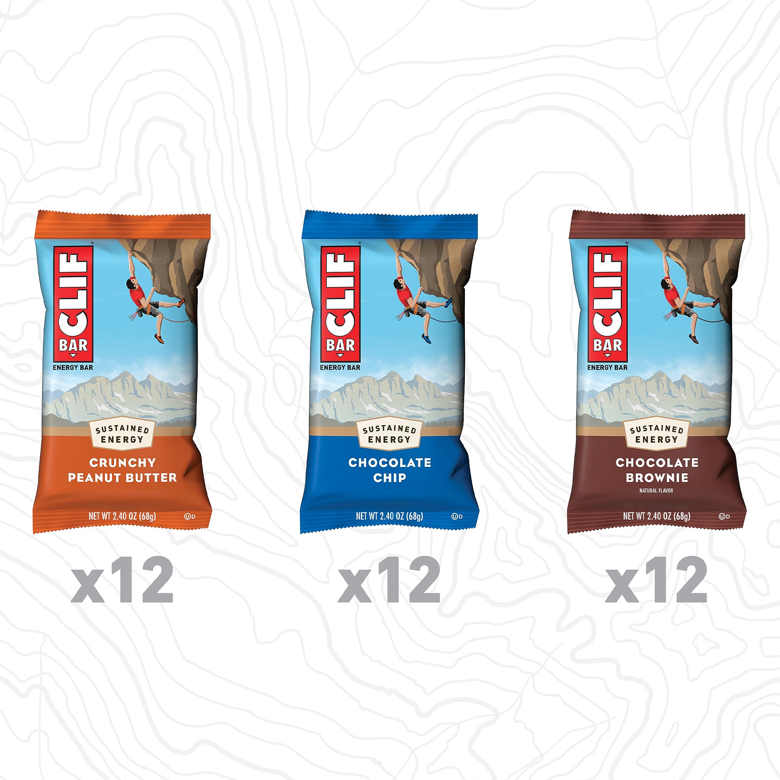 CLIF BAR - Energy Protein Bars - Variety Pack - 3 Flavors - Made with Organic Oats - Energy Bars - Non-GMO - (36 Pack)