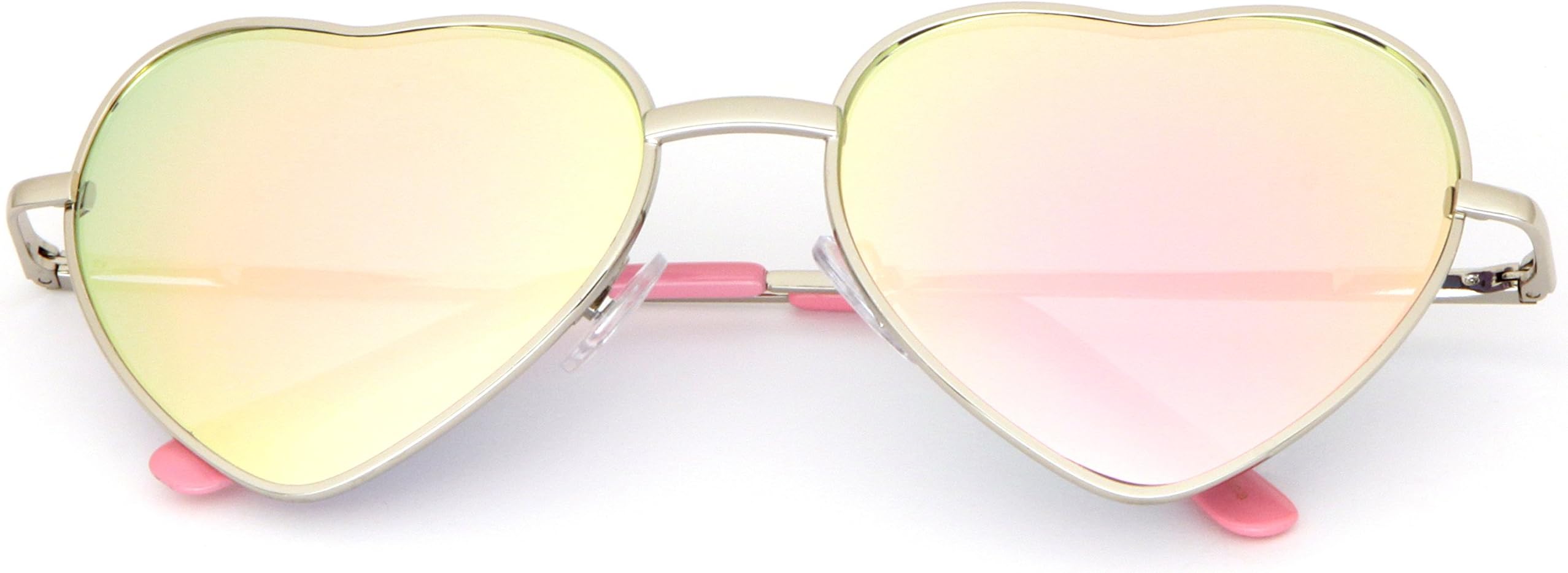 SUNGLASSES LUXE - Women Fashion Heart Shaped Color Mirrored Reflective Glasses