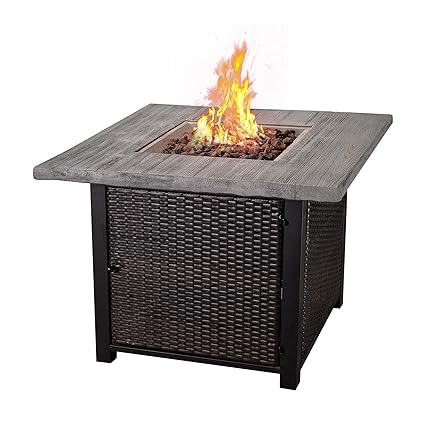 Homevibes Fire Tables Fire Pit 33 5 Inch Outdoor Rattan Wicker