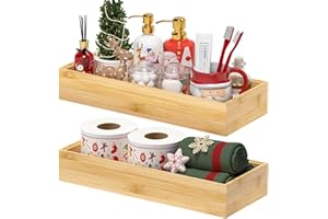 Greatseas Toilet Paper Storage Basket, Bamboo Toilet Tank Tray Topper for Bathroom Organizers and Storage, Deep Wood Bathroom Drawer Organizer Box Vanity Tray for Counter Decor, 15" x 6" x 2.5"