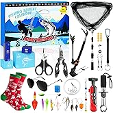 SUNNINO Fishing Advent Calendar 2025, 24 Days Christmas Fishing Lure Advent Calendar with Tool Kit, Fish Net Rod Holder, Xmas Surprise Gifts for Adult Men Father Husband Boyfriend