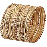 Touchstone "Colorful Collection Indian Bollywood Alloy Single Line Clear Rhinestone And Textured Color Bangle Bracelets Set of 18 In Antique Gold Tone For Women.