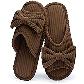 GOEWY Cute Slippers for Women Indoor and Outdoor Cozy Soft Bow Open Toe Womens Slippers with Memory Foam Anti-Skid Sole Slides Spa Birthday Gifts for Women Mom Her Ladies Bridesmaid