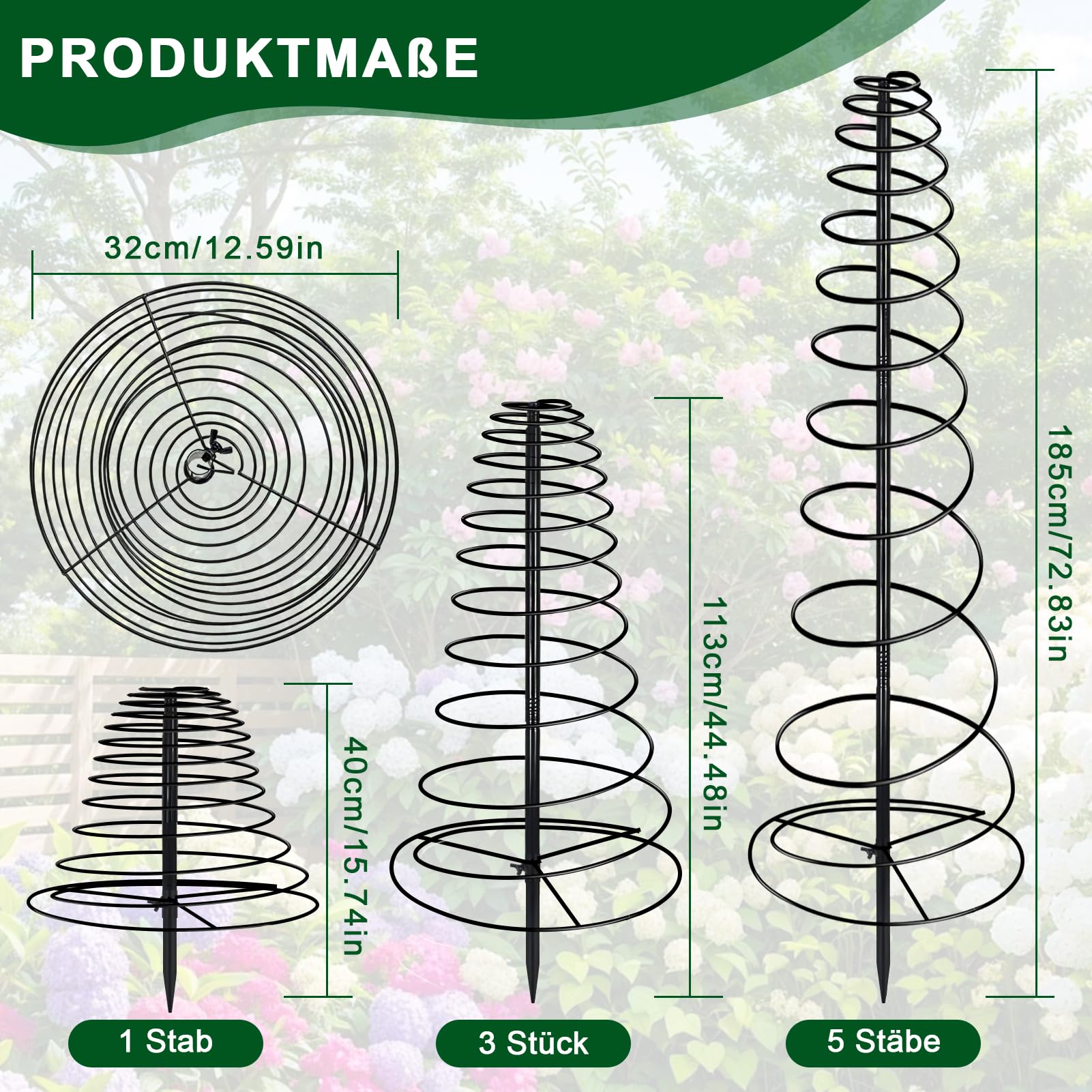 Rankhilfer Metall Rankhilfe Garten für Kletterpflanzen, 40-180cm Verstellbarer Höhe Pflanzen Rankhilfe für Gemüse Blumen Rebe Unterstützung, Boden mit Befestigung