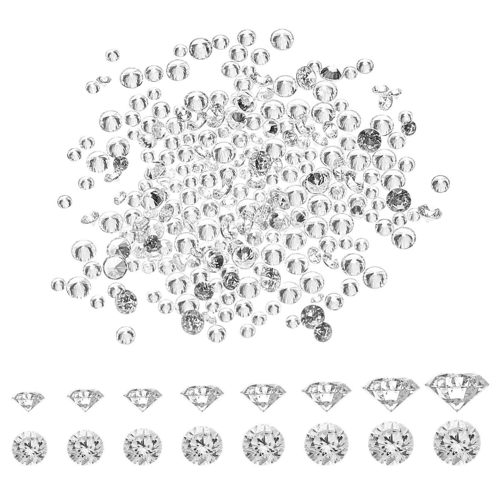 PH PandaHall 2400pcs Clear Cubic Zirconia Stone, 8 Sizes Pointed Back CZ Stones Faceted CZ Diamante Rhinestone Gems for DIY Ring Earring Bracelet Nail Art Bridal Jewelry Phone Case Making