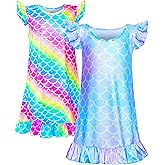 Sylfairy 2pcs Girls Nightgowns, Unicorn Nightgown Princess Pajama Dresses for Girls Sleepwear Nightie