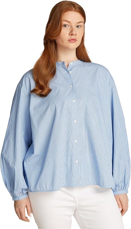 Blouse Femme V-Neck Balloon Blouse Col en V, Bleu (Ivy STP/Vessel Blue), 50 — photo 5 sur 6