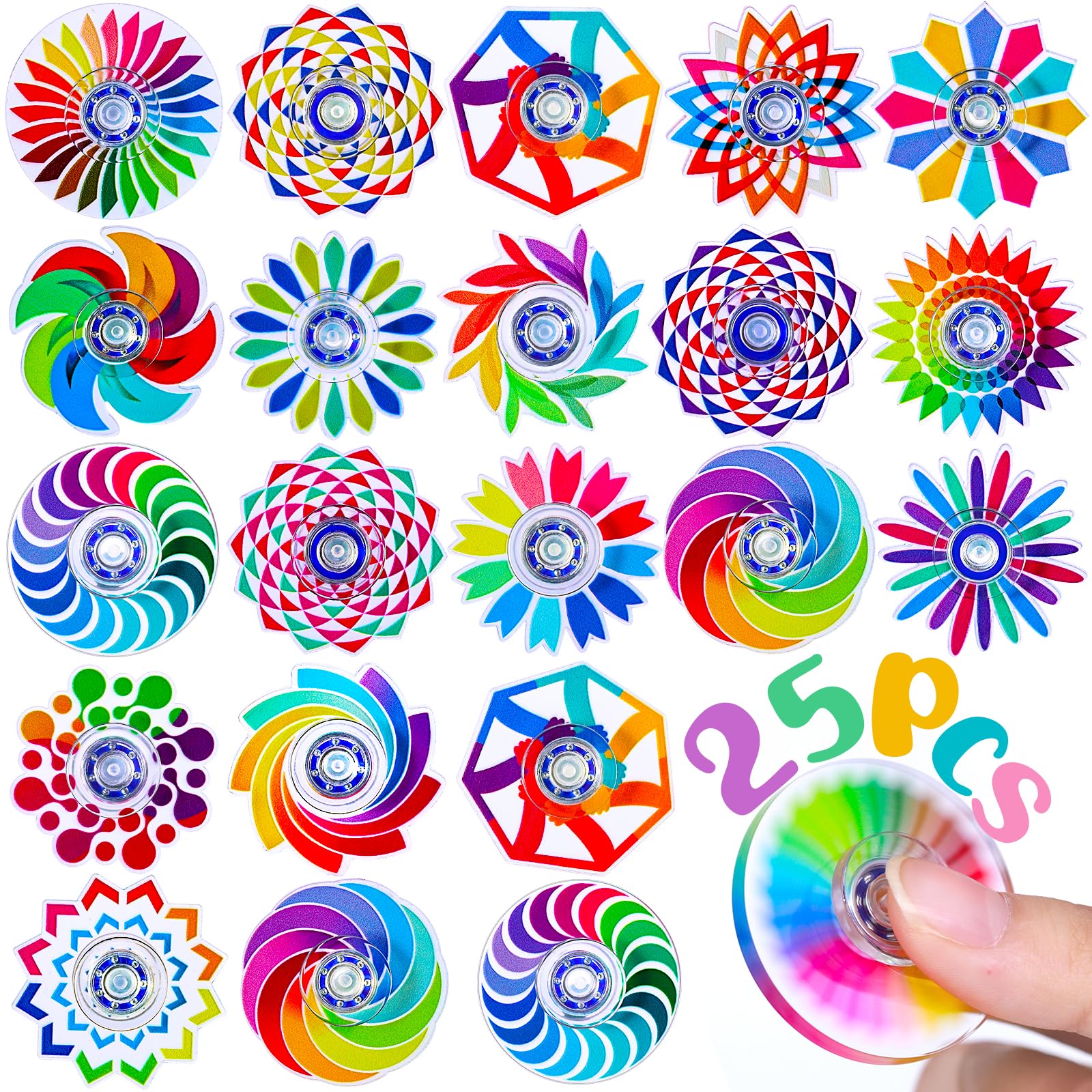 25 Pack Fidget Spinner for Kids Easter Basket Stuffers Mini Sensory Fidget Toys Bulk Adults Kid with Autism ADHD, Prefilled Easter Egg Fillers Anxiety Toys Stress Relief Bulk Gifts Classroom Prizes