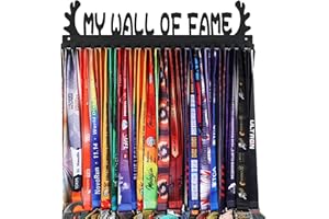 Goutoports Personalized Medal Hanger Display Trophy Shelf - Sports Medal Display Rack with Wooden -Custom Text Color and Images for Athletes- Over 60 Medals Easy to Install
