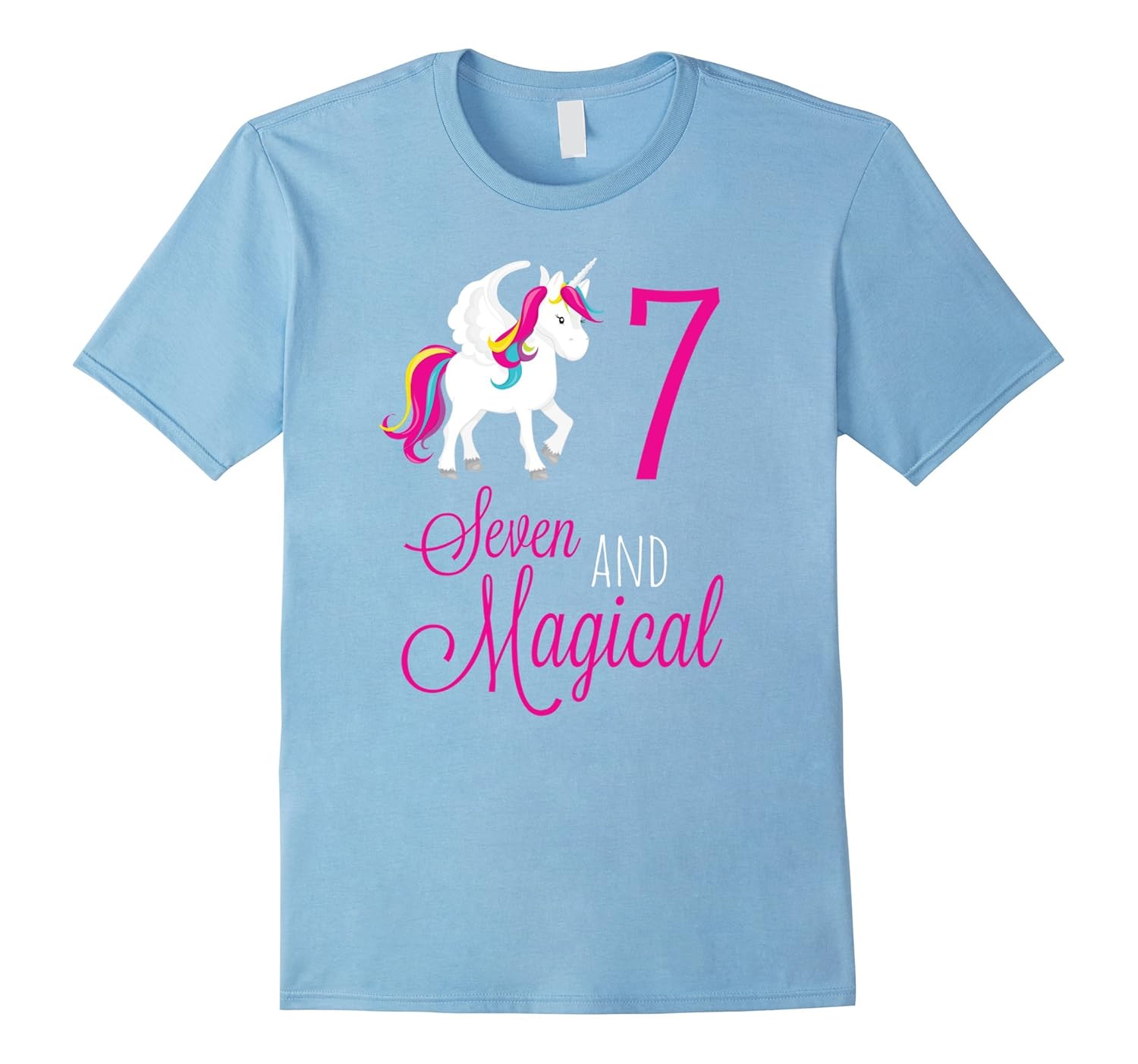 Unicorn 7th Birthday Shirt - Seven and Magical T-Shirt-Rose