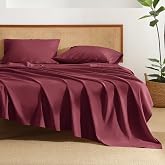 Litanika Andency Burgundy Queen Sheets Set, Breathable &amp; Cooling Sheets | Super Soft Polyester Sheets for Bed, Deep Pocket Up to 16", Hotel Luxury Bed Sheet Set