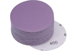 uxcell 30Pcs 3-Inch Purple Sanding Discs 400 Grits Hook and Loop Professional Aluminum Oxide Sand Paper Wet Dry Polish for Wo