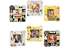 TENDFINE 30 Pack Happy New Year Photo Frame Craft Kits for Kids 2026 New Year Picture Frame Craft Kits Holiday Classroom Home Decoration New Years Eve Party Activity