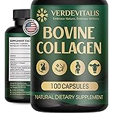 VERDEVITALIS Bovine Collagen Capsules for Men and Women– Type I & III for Hair, Skin, Nails, Joints – Non-GMO, Made in USA – 100 Capsules