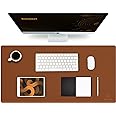 K KNODEL Large Office Leather Desk Mat, Mouse and Keyboard Pad, Computer and Laptop Mat, Desktop Protector and Cover, Writing Pad and Blotter (31.5"x15.7", Brown)