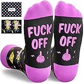 HAPPYPOP Funny Socks for Women - Fart Sarcastic Fuck Off Socks, Novelty Gifts for Mom Her