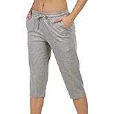 icyzone Capri Sweatpants for Women - French Terry Workout Cropped Joggers Athletic Lounge Pants with Pockets