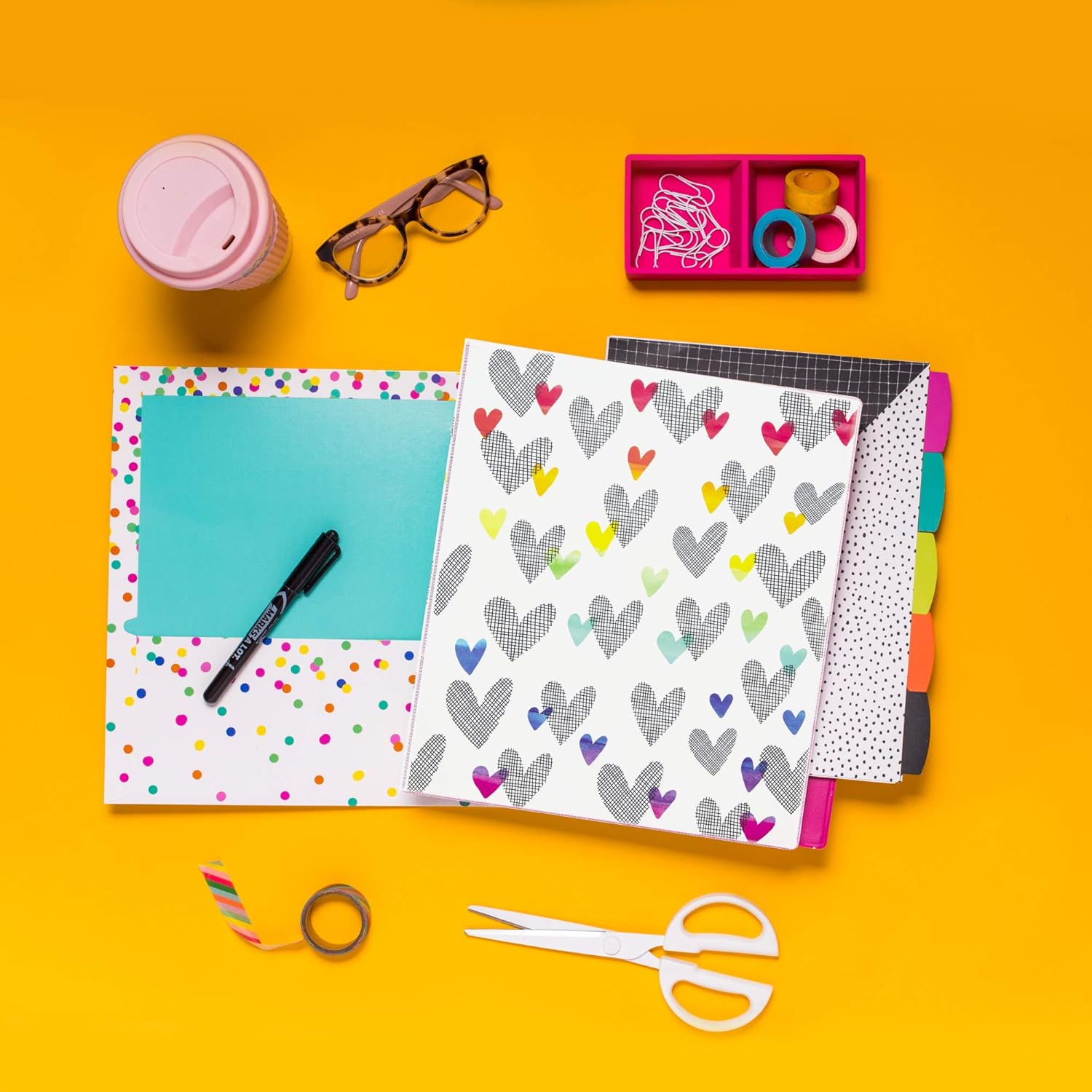 Avery + Amy Tangerine Designer Collection Binder, 1" Round Rings, 175-Sheet Capacity, Assorted Designs, 6 Binders (26880) : Office Products