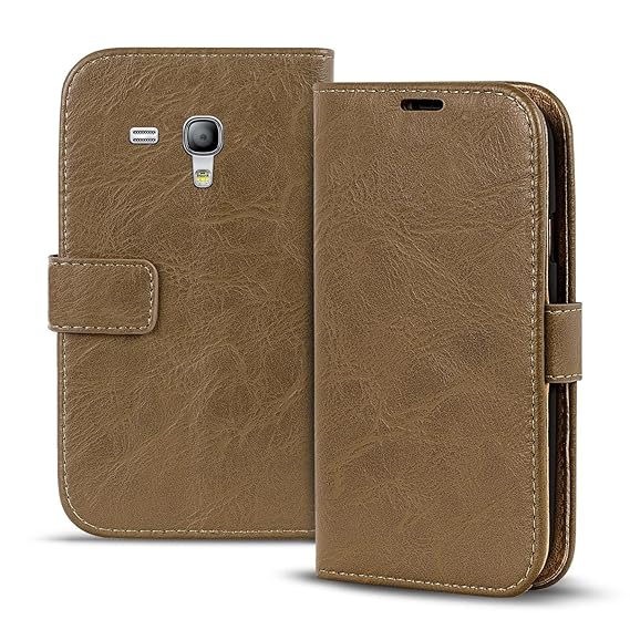 Verco Galaxy S3 Mini Hülle, Premium Handy Schutzhülle für Samsung Galaxy S3 Mini Hülle PU Leder Wallet Tasche Retro Flipcase,
