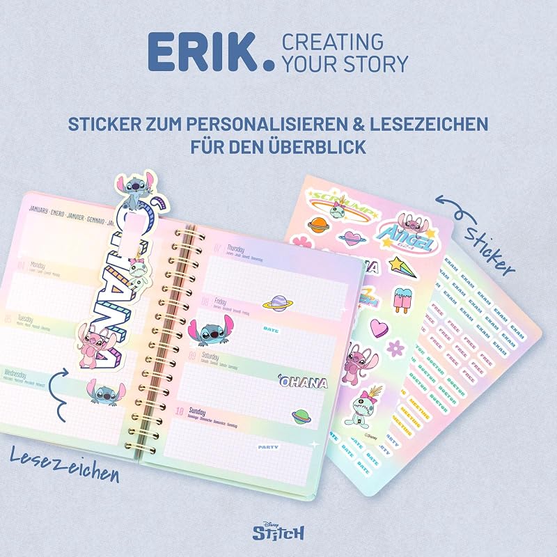 Hausaufgabenheft 2026 2027 Disney Stitch - Schulkalender Schülerkalender Studienplaner Wochenplaner - Terminplaner 2026 2027 A5 - Stitch Schul Sachen Merch Geschenke zur Einschulung