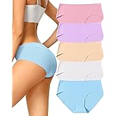 voenxe Women Seamless Hipster Underwear,Breathable Ladies Panties Bikini,No Show Briefs,Comfortable Undies for Women 5-Pack
