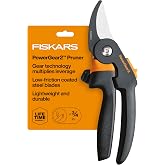 Fiskars PowerGear2 Bypass Pruning Shears, 3/4" Cut Capacity Garden Clippers | Patented Gear Technology Multiplies Power, Contoured Rolling Handle Reduces Hand Fatigue, Low-Friction Coated Steel Blade