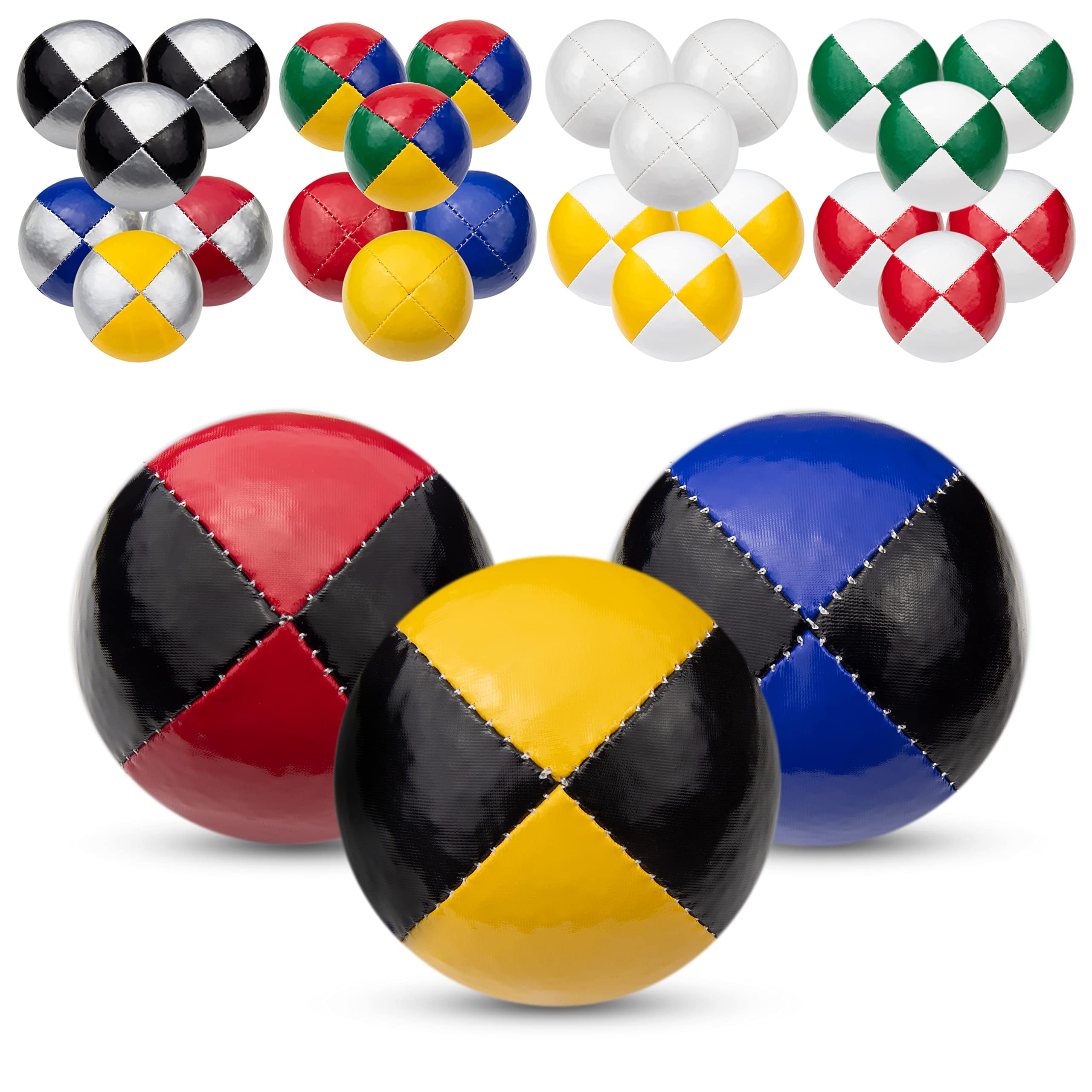 Juggle Dream 3 x Pro Thud Juggling Balls - Set of 3 Professional Juggling Balls with Free Online Learning Video, Perfect for Beginners and Experts (Black/Blue, Black/Red, Black/Yellow)