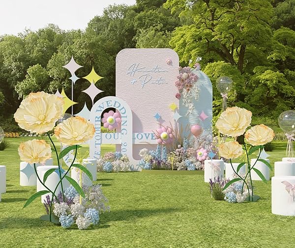 LJIE-HOUSE GIANT FAKE FLOWERS 5.77FT – LIGHT YELLOW EASTER LARGE PAPER FLOWERS 3D ARTIFICIAL FLORAL WEDDING DECORATIONS FOR BIRTHDAY PARTY OUTDOOR BANQUET EVENT HOME BACKDROP DECOR