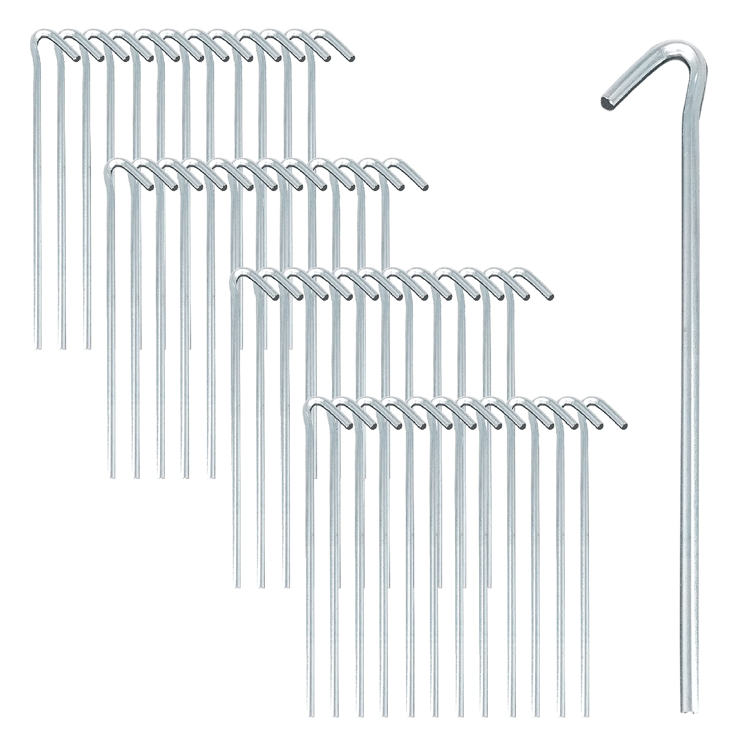 ToCi 48 x Tent Pegs 25 cm Galvanised Steel - Robust Pegs with Hooks - Tent Nails for Camping, Outdoor, Garden & Awning - Tent Hooks Diameter 5 mm, Rustproof & Durable