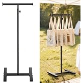 Josmimic 56" Shopping Bag Rack Stand, Adjustable Freestanding Tote Bag Display for Retail Store, Boutique, Entryway &amp; Hallway, Holds Up to 22 lbs, Black