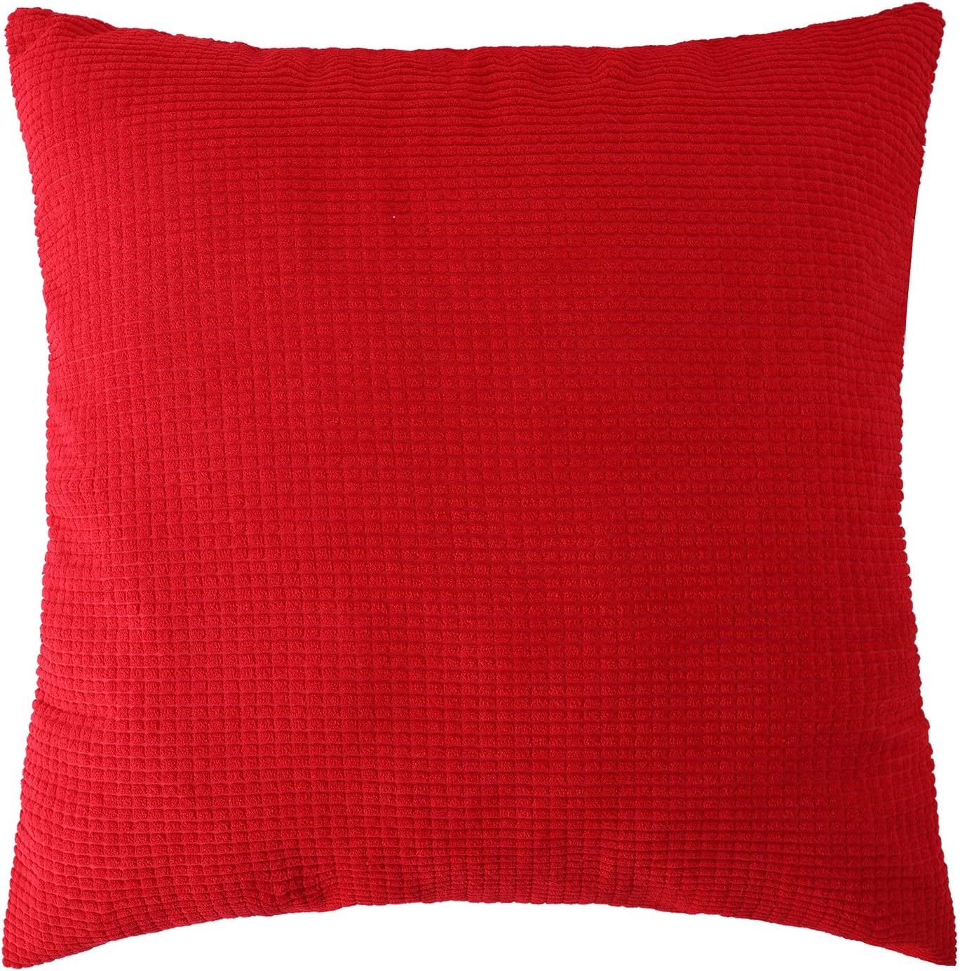 VIOAPLEM Red Cushion Cover Soft Corduroy Sofa Decorative Throw Pillow Case for Home Decor 18x18 Inch