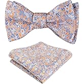 Alizeal Mens 2pcs Classic Floral Pattern Self-tied Bow Tie and Handkerchief Set