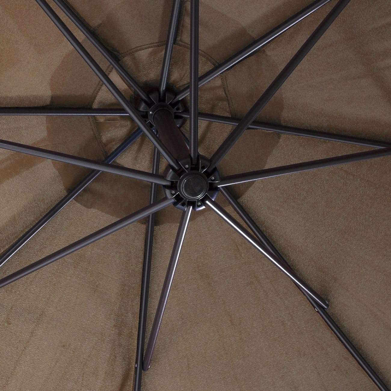 Amazon Com Belleze Patio Umbrella 10 Ft Offset Cantilever Umbrella Outdoor Market Hanging Umbrellas And Crank W Cross Base Beige Garden Outdoor