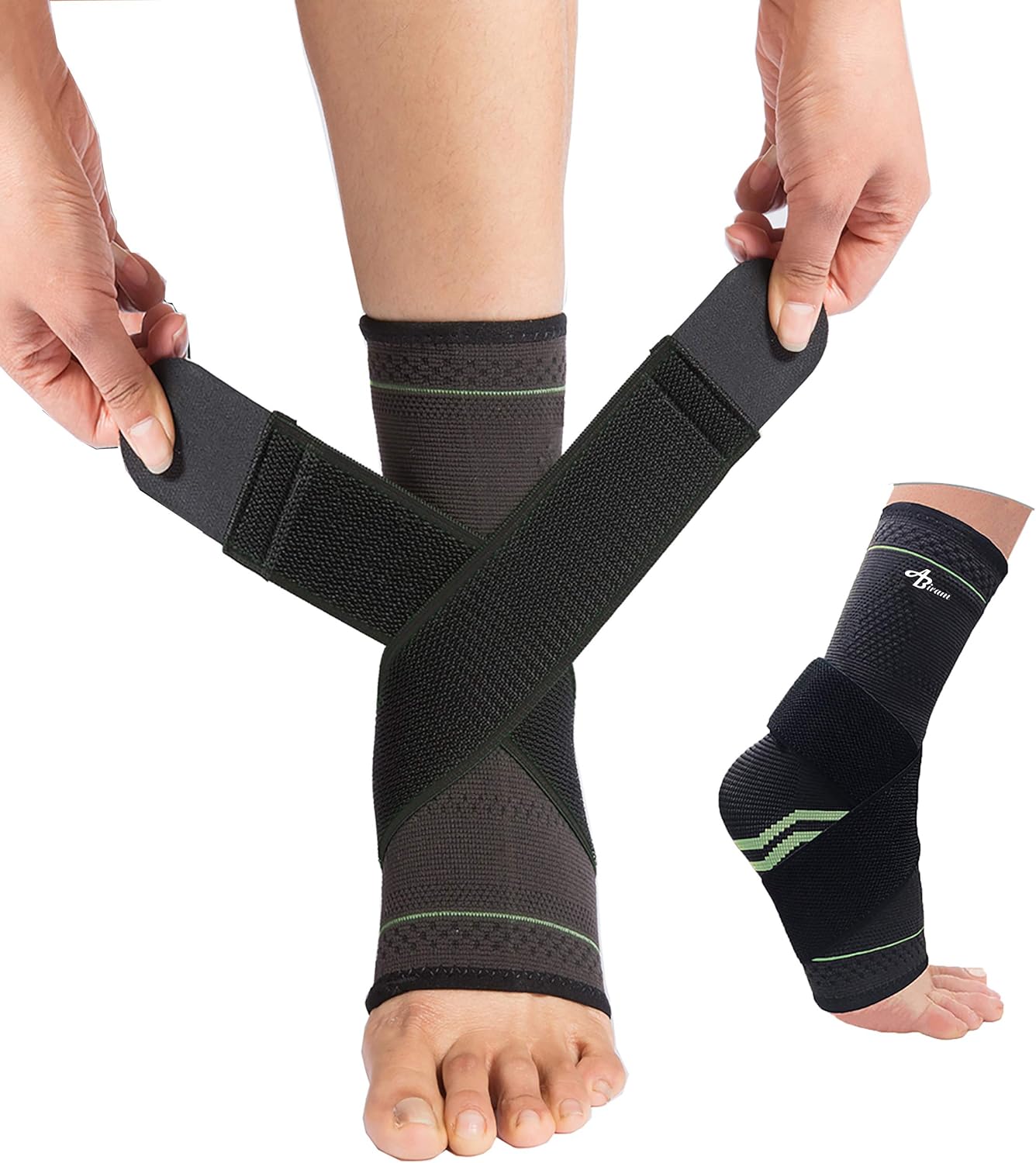 JUPITER Foot Sleeve (Pair) with Compression Wrap, Ankle Brace For Arch, Ankle Support, Football, Basketball, Volleyball, Running, For Sprained Foot, Tendonitis, Plantar Fasciitis: Health & Personal Care