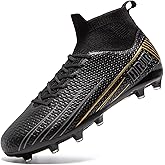 HRJR Men's Soccer Cleats Football Cleats for Unisex-Adult High-Top Spikes Shoes for Youth Lightweight Professional Training Turf Outdoor Athletic Sneaker Big Boys