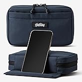 Halfday Sidekick Tech Organizer Kit | Flip-Out Kickstand for Phone/Tablet, Zip-Flat Pouch with Power Mesh & Elastic for Cable & Charger (Splash-Resistant Travel Electronics Accessories Case), Marine