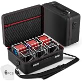 Proijeut Card Deck Box with Portable Case, 6 Pack Clear Commander Deck Box with 6 Dividers, Holds 600+ Double Sleeved Cards, Fit for MTG, YuGiOh, TCG