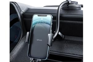 Qifutan Cell Phone Holder for Car Phone Mount Long Arm Dashboard Windshield Car Phone Holder Anti-Shake Stabilizer Phone Car Holder Compatible with All Phone Android Smartphone, Black