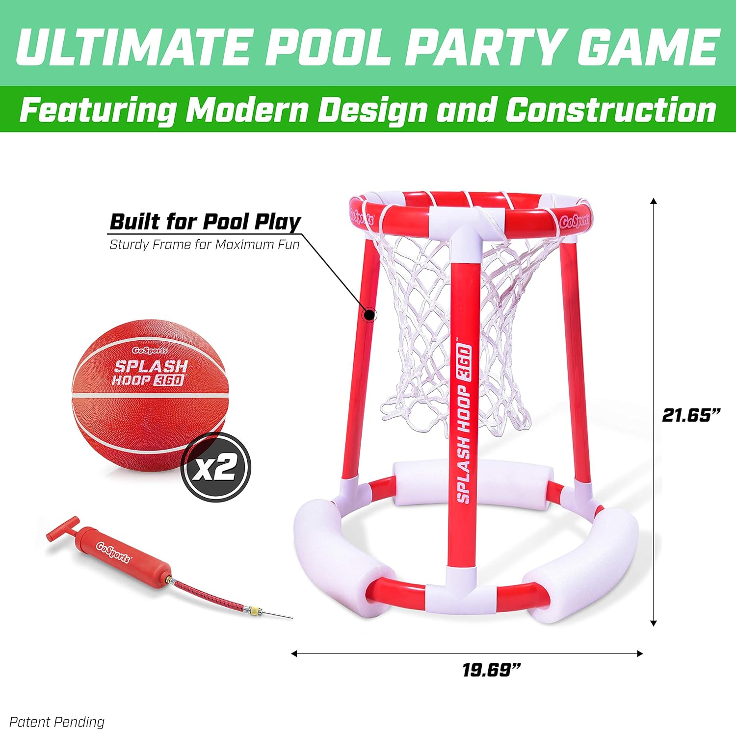GoSports Splash Hoop 360 Floating Pool Basketball Game, Includes Water Basketball Hoop, 2 Balls and Pump : Sports & Outdoors