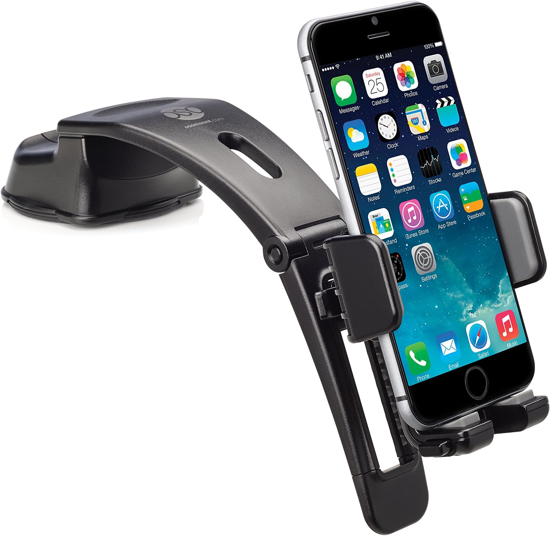 Osomount Arc Pro 2-in-1 Extendable Windscreen & Dashboard Mount Holder for Smartphones (Black)