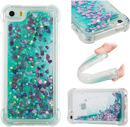 Iphone 5 Iphone 5s Iphone Se Phone Case Cute Glitter Liquid Flowing Clear Transparent Shockproof Drop Protection Silicone Shockproof Protective Phone Case Cover For Iphone 5 Iphone 5s Iphone Se Amazon De Sport Freizeit