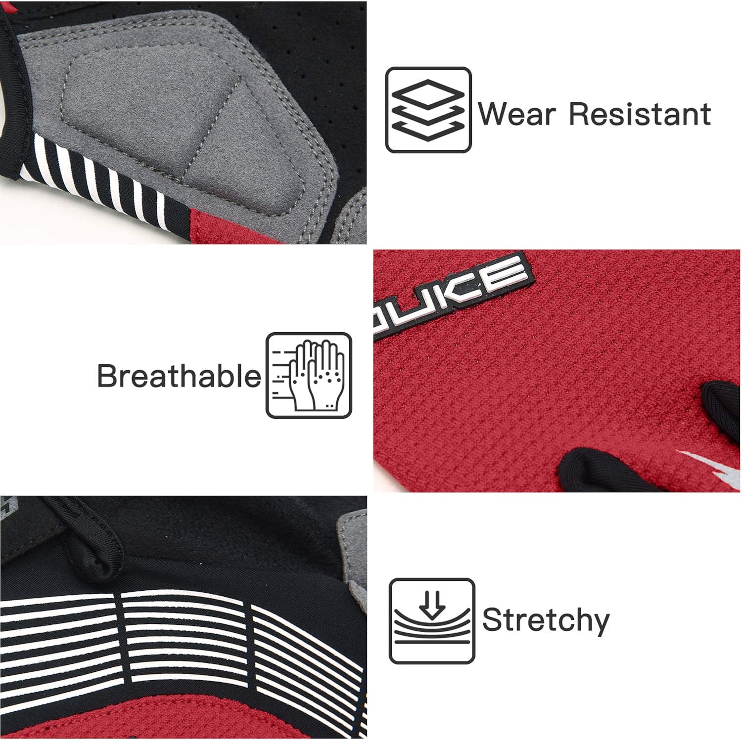 Souke Sports Cycling Bike Gloves Padded Half Finger Bicycle Gloves Shock-Absorbing Anti-Slip Breathable MTB Road Biking Gloves for Men/Women : Clothing