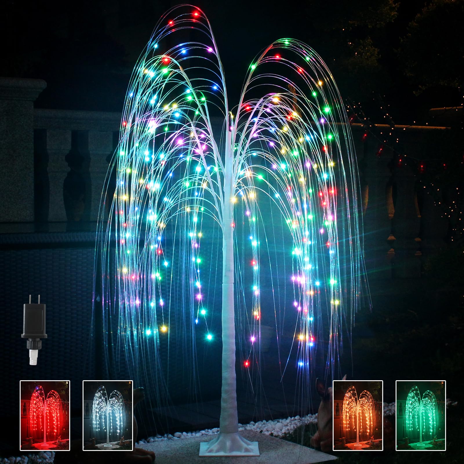 Photo 1 of Fanshunlite Lighted Willow Tree, 5FT 216 LED Weeping Willow with 18 Colors Fairy Lights for Outdoor Indoor Decor, Twig Tree Easter and Mother's Day Home Garden Party Decoration