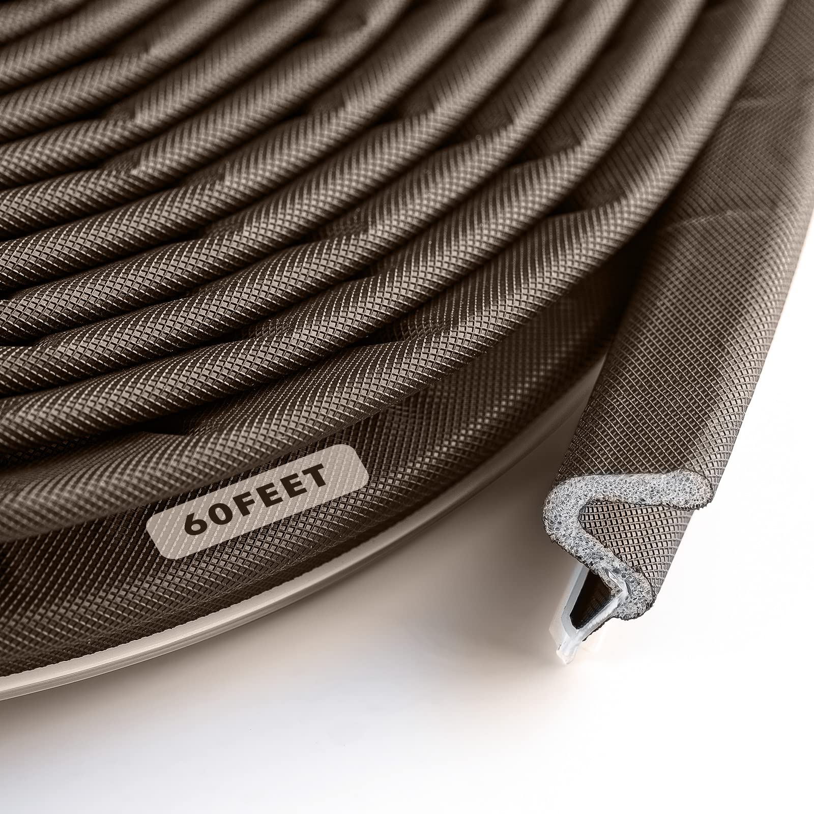 BBTO Weather Stripping Door Seal Exterior Weather Strip for Window V-Shaped Foam Kerf Garage Door Gap Blocker Soundproof Home Improvement Easy to Install(60 Feet,Brown) Image