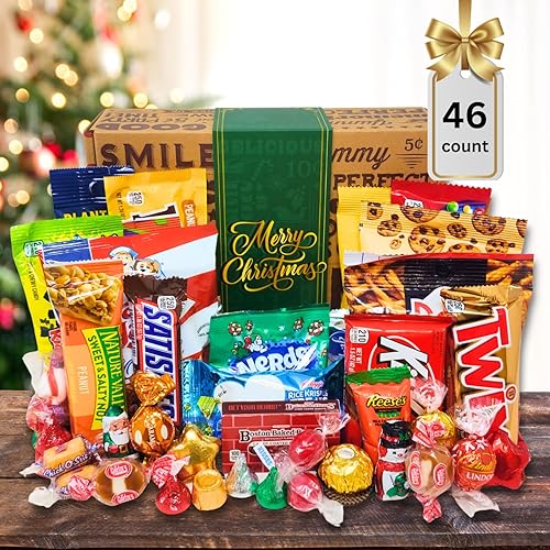 CHRISTMAS CANDY CARE PACKAGE (46 Count) LOADED XMAS GIFT BASKET
