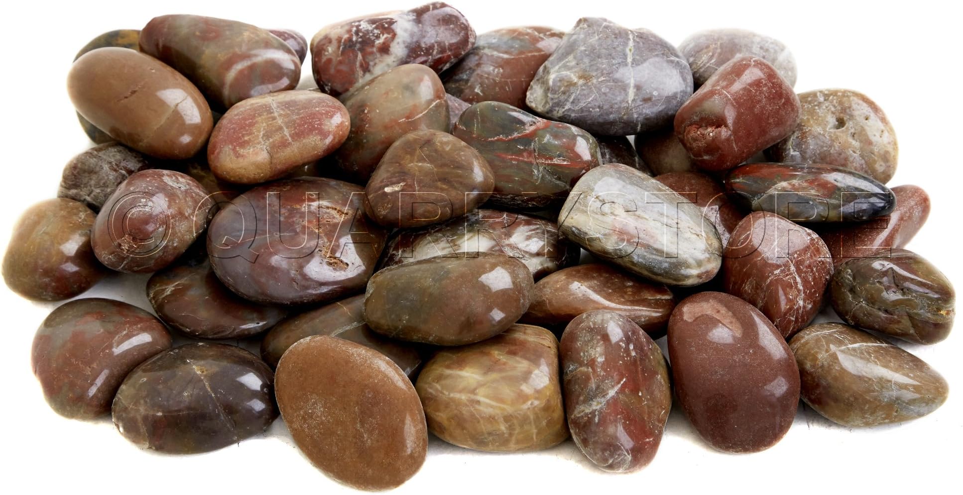 Quarrystore Natural Plum Red Polished Decorative Garden Pebbles - Approximately 40mm to 60mm in Size - Ideal Outside Decorative Stones for Plant Toppers or Features or for use for Bathroom or Kitchens - 5kg