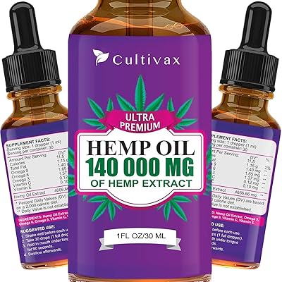 Hemp Oil 140 000mg for Pain Relief, Relaxation, Better Sleep, All Natural, Pure Extract, Vegan Friendly