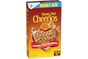 Honey Nut Cheerios, Heart Healthy Gluten Free Breakfast Cereal with Whole Grain Oats, Family Size, 18.8 oz