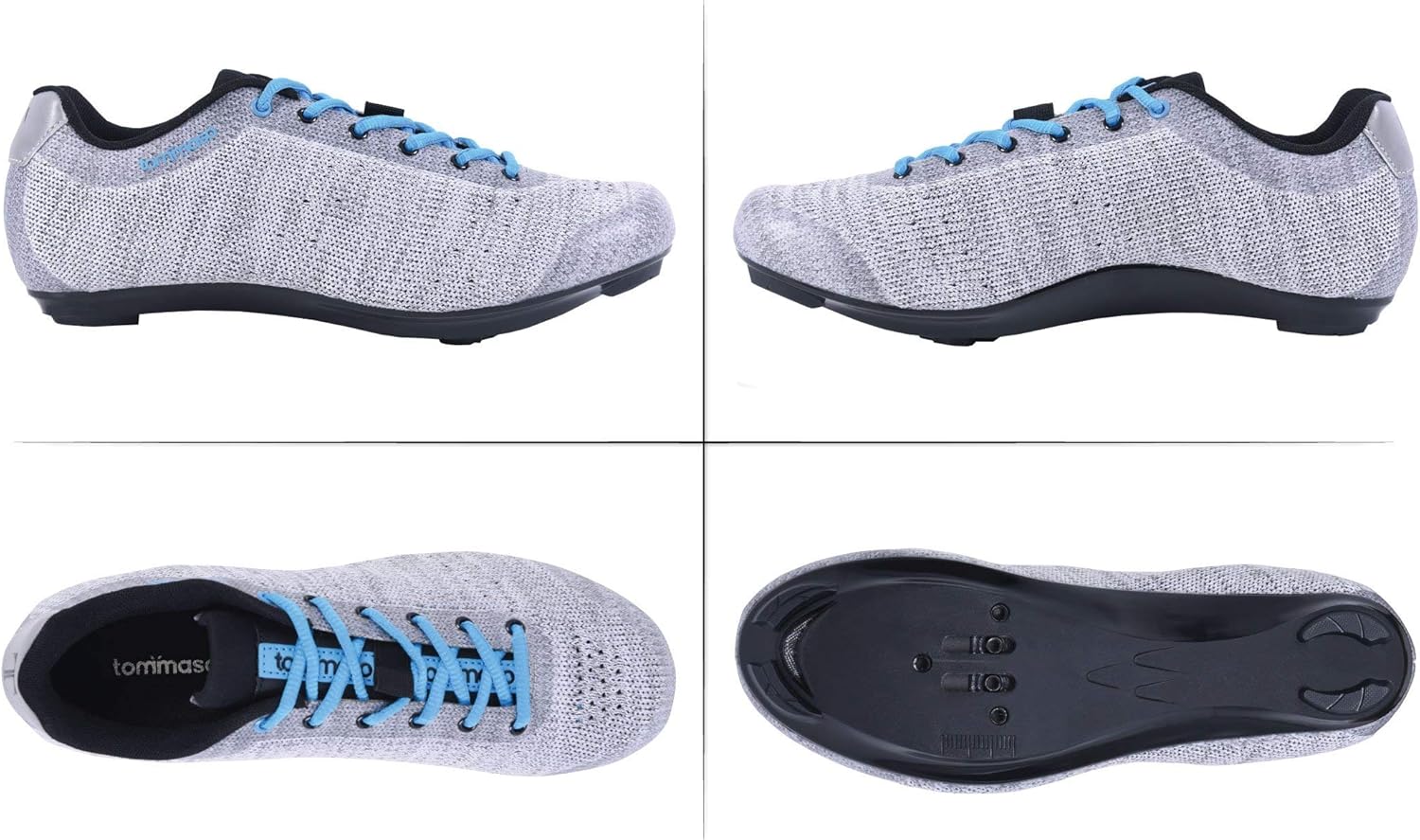  | Tommaso Pista Aria Knit Women's Spin Class Ready Cycling Shoe and Bundle with Compatible Cleat, Look Delta, SPD - Black, Pink, Grey, Blue | Cycling